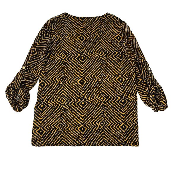 Michael Michael Kors Tribal Print  3/4 Drawstring Front Roll Tab Sleeves Medium - Picture 2 of 11